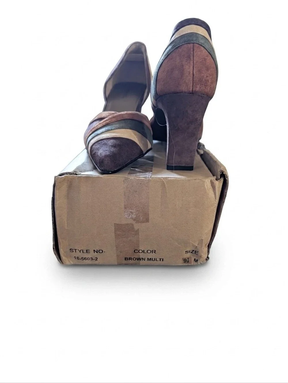 Chadwick's‎ Vintage Suede Colorblock Pointed Toe D'Orsay Heels